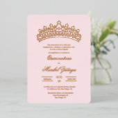 Invitation En Aluminium Thème rose clair Quinceanera (Debout devant)