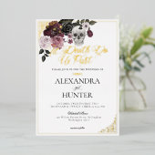Invitation En Aluminium Til Death Aquarelle Crâne Rose Mariage gothique (Debout devant)