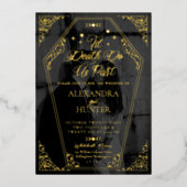 Invitation En Aluminium Til Death Aquarelle noir gothique Mariage photo (Recto)
