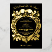 Invitation En Aluminium Till Death Gothic Photo Mariage Noir Et Or (Recto)