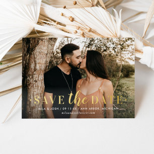 Invitation En Aluminium Timeless Gold Type Mariage Photo Enregistrer notre