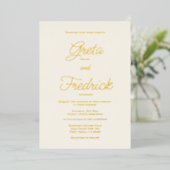 Invitation En Aluminium Timeless Simple Elegance Gold Script Mariage (Debout devant)