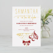 Invitation En Aluminium Tini Bit Ancienne Bow moderne Cherry Martini Anniv (Debout devant)