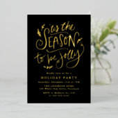 Invitation En Aluminium 'Tis The Season to be Jolly Black Holiday Party (Debout devant)