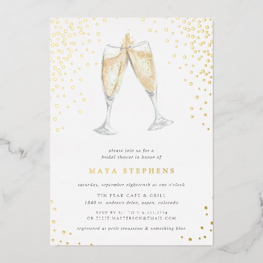 Invitation En Aluminium Toast Champagne | FÊTE DES MARIÉES (Recto)