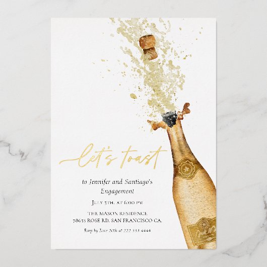Invitation En Aluminium Toast Champagne Fiançailles (Recto)
