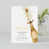 Invitation En Aluminium Toast Champagne Fiançailles (Debout devant)