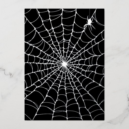 Invitation En Aluminium Toile d'araignée noire argent Halloween (Recto)
