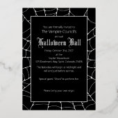 Invitation En Aluminium Toile d'araignée noire argent Halloween (Verso)