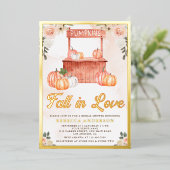Invitation En Aluminium Tombe dans l'amour Peach Citrouille Fête des marié (Debout devant)