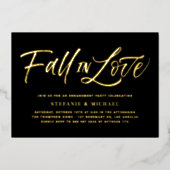 Invitation En Aluminium Tomber dans l'amour Letter Black Engagement Party (Recto)