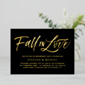 Invitation En Aluminium Tomber dans l'amour Letter Black Engagement Party (Debout devant)