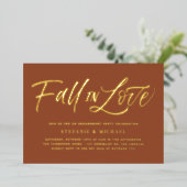 Invitation En Aluminium Tomber dans l'amour Letter Terracotta Engagement P (Debout devant)