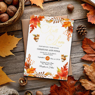 Invitation En Aluminium Tombez amoureux Élégant Boho Floral Mariage Or