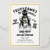 Invitation En Aluminium Touchdowns aux Rubans de Remise des Diplômes Fête  (Recto)