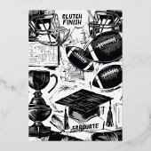 Invitation En Aluminium Touchdowns aux Rubans de Remise des Diplômes Fête (Verso)