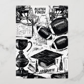 Invitation En Aluminium Touchdowns to Tassels Football Grad Party (Verso)