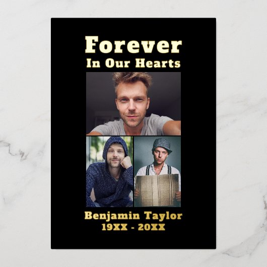 Invitation En Aluminium Toujours Dans Nos Coeurs Personnalisé 3 Photo Blac (Recto)