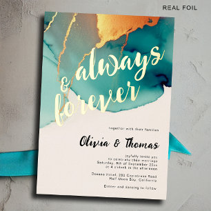 Invitation En Aluminium Toujours Forever Teal Orange Moderne Mariage d'Aut