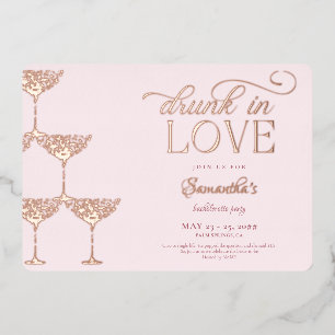Invitation En Aluminium Tour de champagne Drunk In Love Rose pour Enterrem