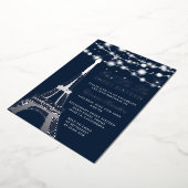 Invitation En Aluminium Tour Eiffel argent lumières parties scintillant bl (Rotation)