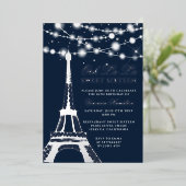 Invitation En Aluminium Tour Eiffel argent lumières parties scintillant bl (Debout devant)