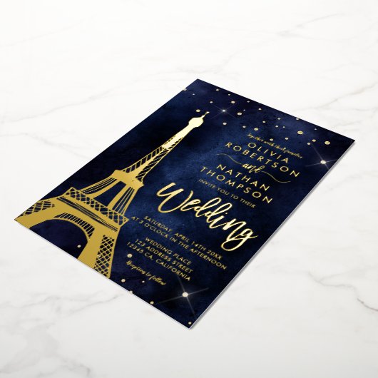 Invitation En Aluminium Tour Eiffel parties scintillant or chic mariage ét (Rotation)