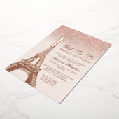 Invitation En Aluminium Tour Eiffel rose or parties scintillant rose rose (Rotation)