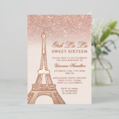 Invitation En Aluminium Tour Eiffel rose or parties scintillant rose rose (Debout devant)