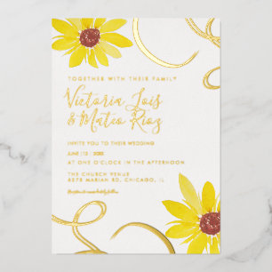 Invitation En Aluminium Tourbillon de tournesol aquarelle mariage pressé