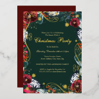 Tourbillon Floral Vert Or Rouge Fête de Noël