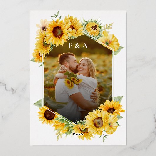 Invitation En Aluminium Tournesol Automne Chute en Amour Photo Mariage Rea (Verso)