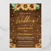 Invitation En Aluminium Tournesol Automne Russe Mariage campagnard Or (Recto)
