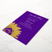 Invitation En Aluminium Tournesol d'or sur mariage violet Enregistrer la d (Rotation)