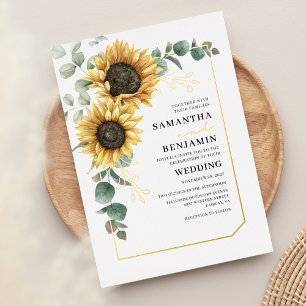 Invitation En Aluminium Tournesol Eucalyptus Floral Mariage