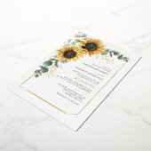Invitation En Aluminium Tournesol Floral Eucalyptus Vert Or (Rotation)