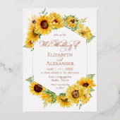 Invitation En Aluminium Tournesol Géométrique Automne Automne Photo Mariag (Recto)