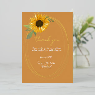 Invitation En Aluminium Tournesol jaune floral moderne Merci  