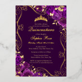 Invitation En Aluminium Tournesol papillon violet Quinceanera (Recto)