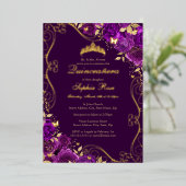 Invitation En Aluminium Tournesol papillon violet Quinceanera (Debout devant)