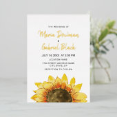 Invitation En Aluminium Tournesol rustique jaune Simple chic (Debout devant)