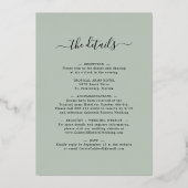 Invitation En Aluminium Tout en un Eucalyptus Sage Gold Mariage ovale (Verso)