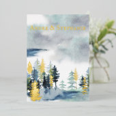 Invitation En Aluminium Tout en un | Mariage de la forêt d'aquarelle de la (Debout devant)