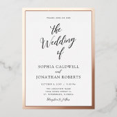 Invitation En Aluminium Tout en un Mariage Noir Calligraphie Rose Or (Recto)