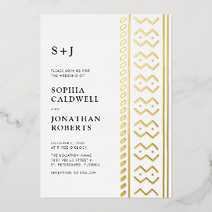 Invitation En Aluminium Tout en Un Moderne Boho Mudcloth Monogram Mariage