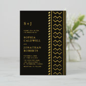 Invitation En Aluminium Tout en un Monogramme Mariage or en tissu boueux m (Debout devant)