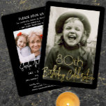 Invitation En Aluminium TOUTE fête d'anniversaire 2 Photo Chic Noir et rée<br><div class="desc">Famille Invitation et amis à une fête d'anniversaire élégante avec des photos personnalisées modernes en noir, blanc et or invitations à la fête. Les images et le texte de ce modèle sont simples à customiser. (CONSEIL EN MATIÈRE DE PLACEMENT D'IMAGE : Une façon simple de centrer une photo exactement comment...</div>