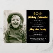 Invitation En Aluminium TOUTE fête d'anniversaire 2 Photo Elegant noir et (Recto)