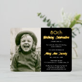 Invitation En Aluminium TOUTE fête d'anniversaire 2 Photo Elegant noir et (Debout devant)
