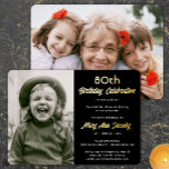 Invitation En Aluminium TOUTE fête d'anniversaire 2 Photo Elegant noir et<br><div class="desc">Famille d'Invitations et amis à une fête d'anniversaire élégante avec une photo personnalisée élégante invitations noires, blanches et or fête. Les images et le texte de ce modèle sont simples à customiser. (CONSEIL EN MATIÈRE DE PLACEMENT D'IMAGE : Une façon simple de centrer une photo exactement comment vous voulez est...</div>